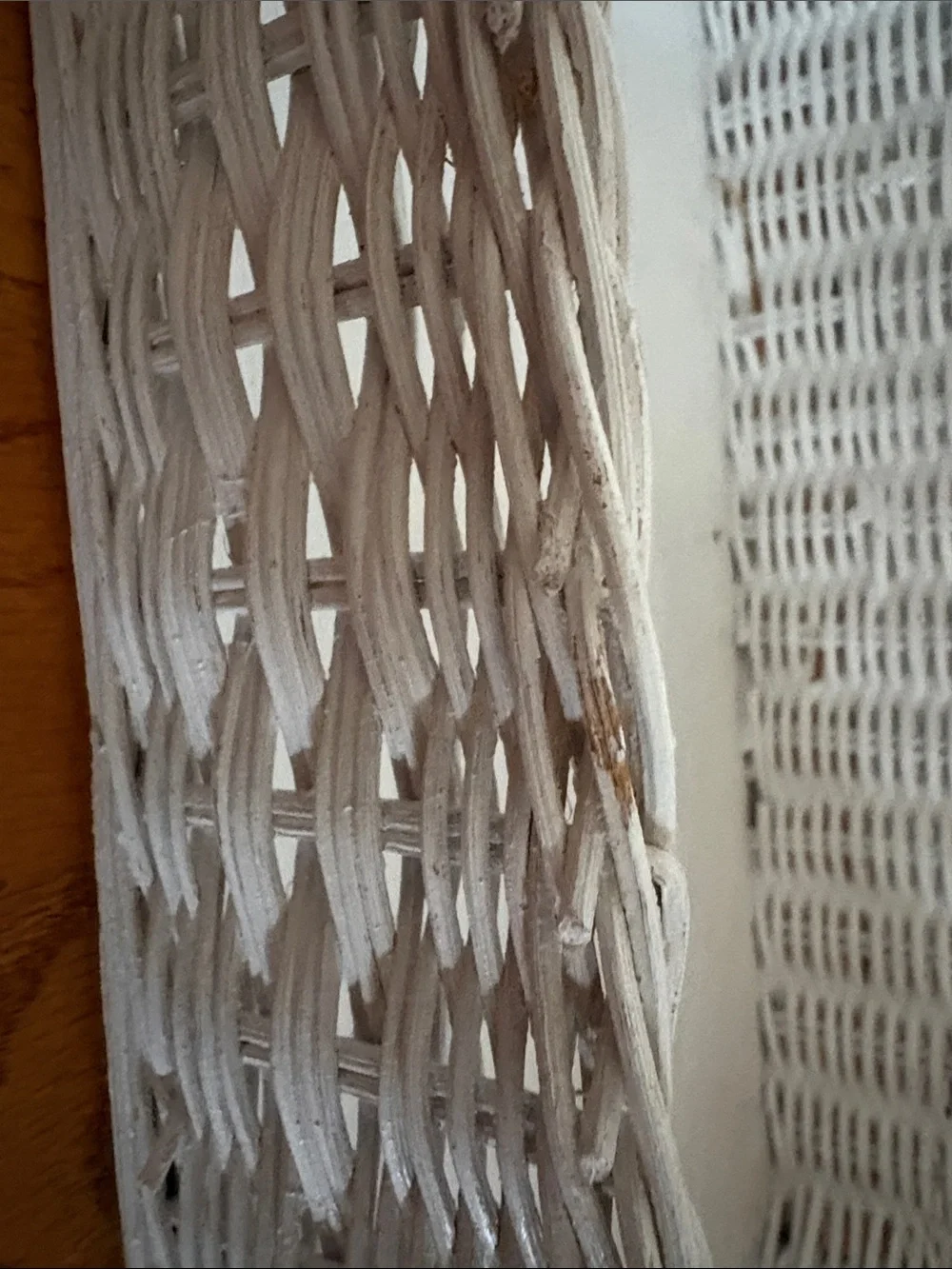 White Wicker Vanity Mirror with Tray